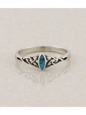 Sterling Silver Natural Turquoise Celtic Knot Ring Size 7